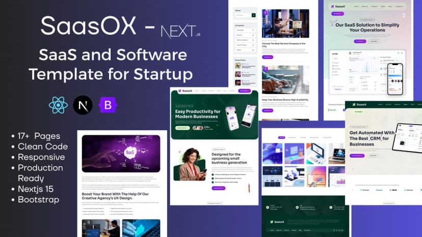 Preview image of SaasoX - Nextjs SaaS and Software Template for Startup