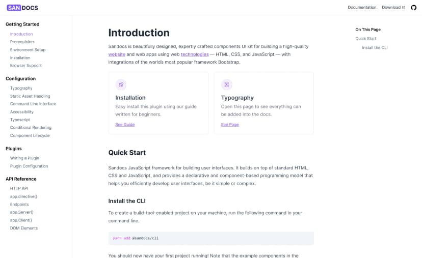 Preview image of SanDocs - Free Next.js Documentation Template with Sanity CMS