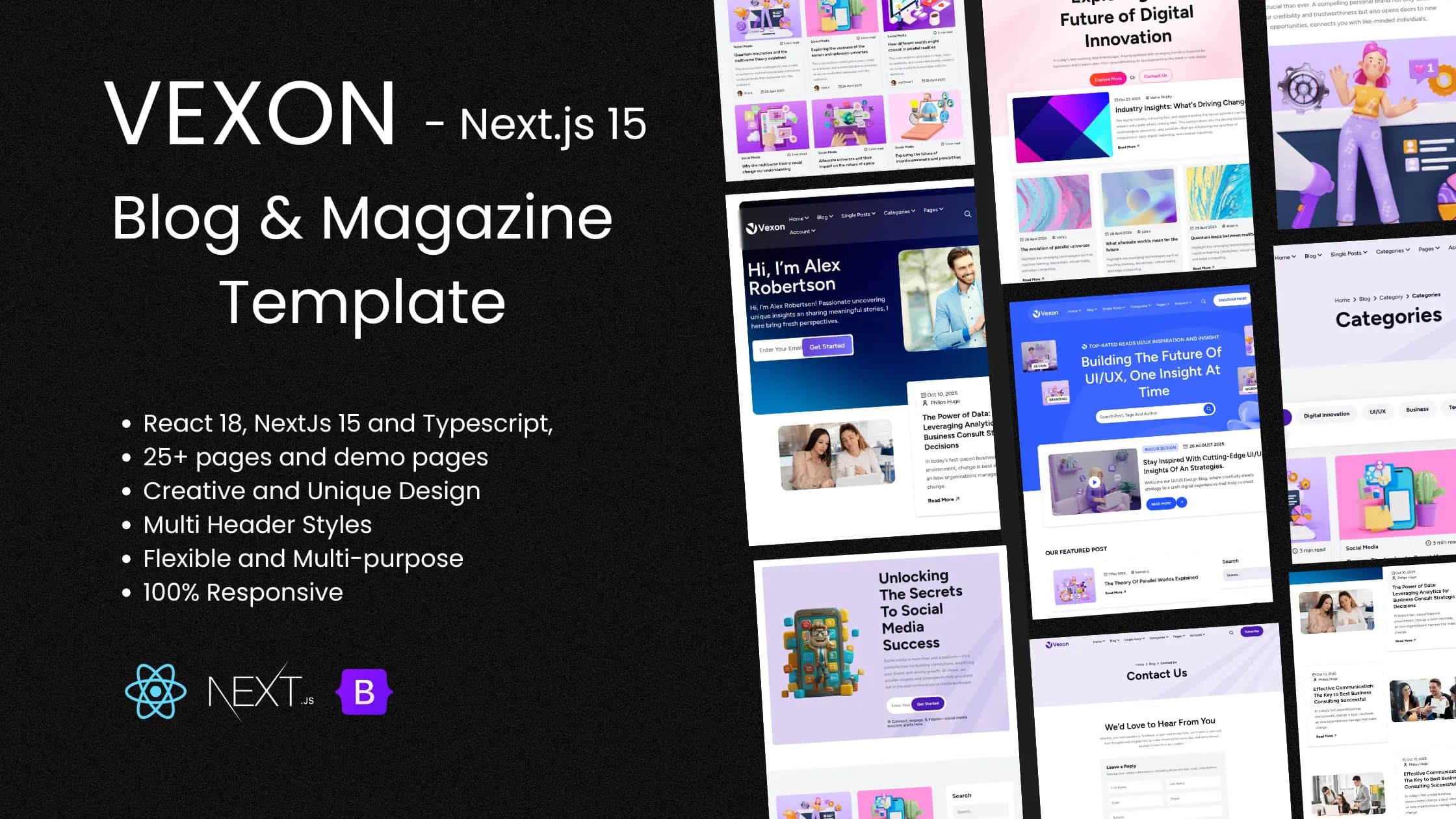Preview image of Vexon – Modern Next.js Blog & Magazine Template