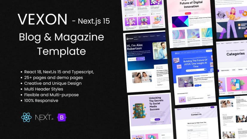 Preview image of Vexon – Modern Next.js Blog & Magazine Template